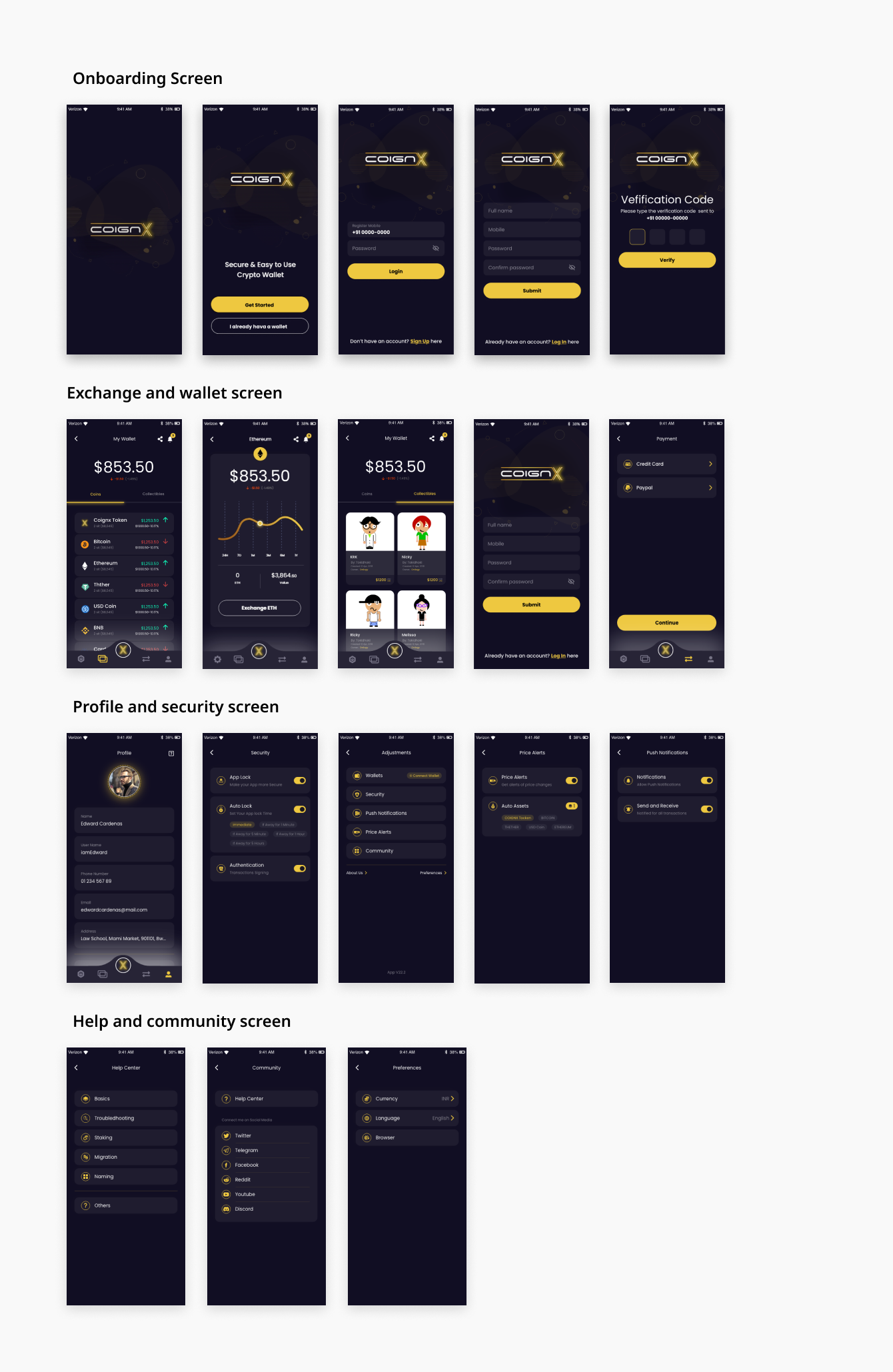 COIGN X High-Fidelity UI Screens Showcase