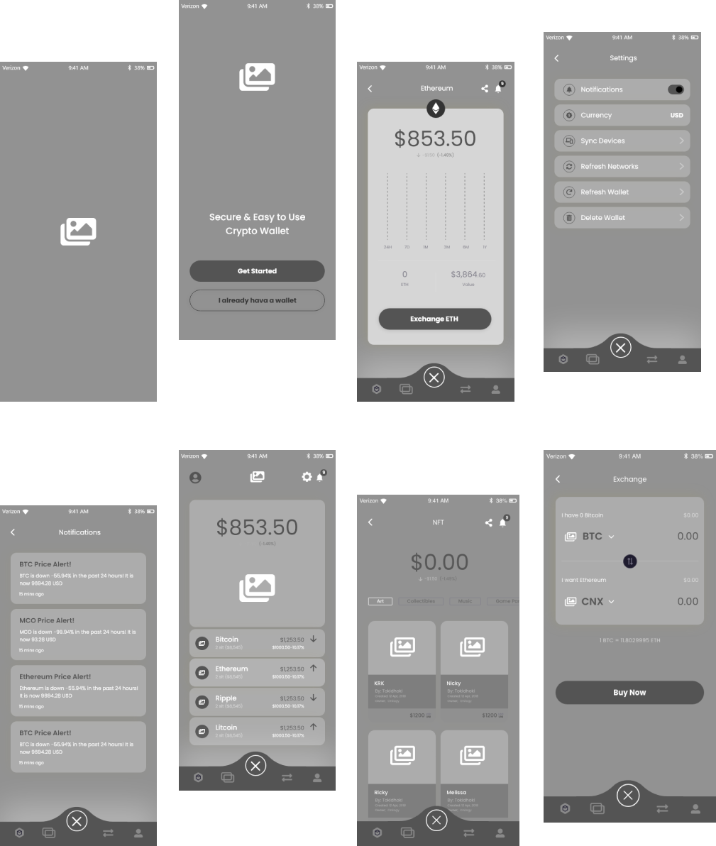 COIGN X Low-Fidelity Layout Wireframes