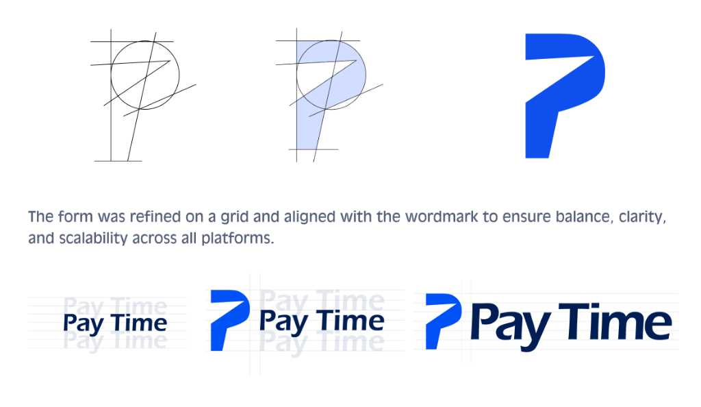 How the PayTime Logo Was Created - Geometric Construction & Grid Alignment