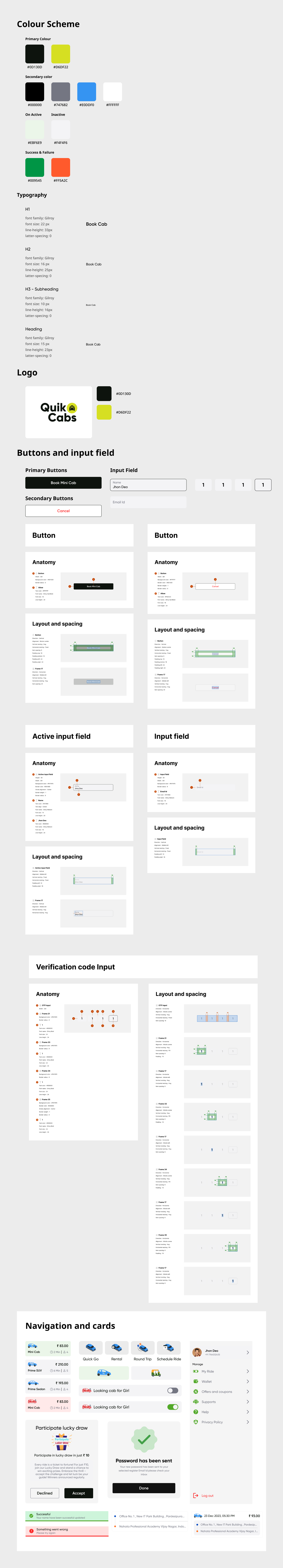 Quik Cab Design System UI Specification