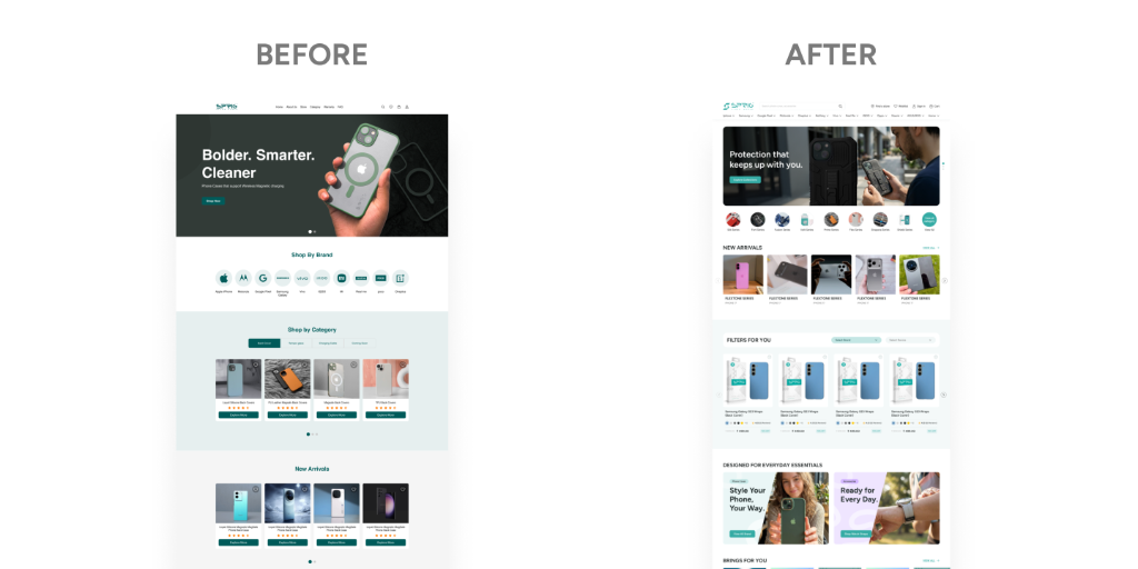 Before and After Comparison: Old Cluttered Catalog vs New Discovery-Driven Experience